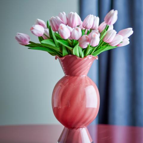 Rajan Vase, Rose, Glass