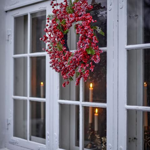 Winter Berry Krans, Rød, Kunstige Blomster