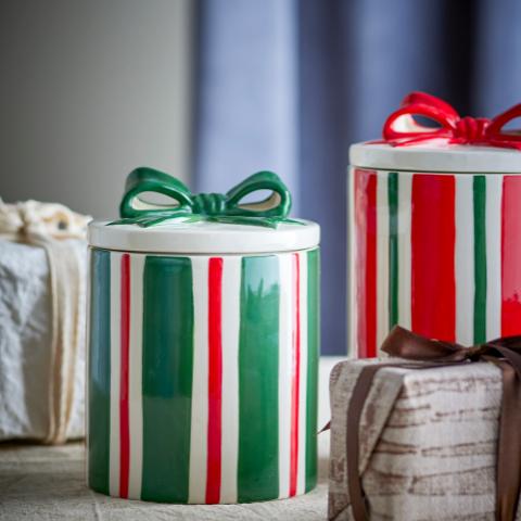 Marnia Jar w/Lid, Green, Stoneware