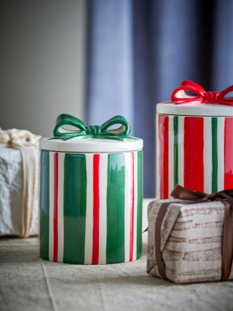 Marnia Jar w/Lid, Green, Stoneware