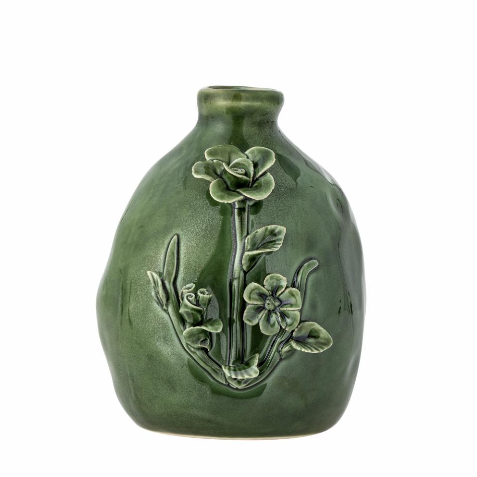 Ramia Vase, Grün, Steingut