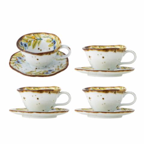 Savina Tasse avec soucoupe, Multicolore, Grès