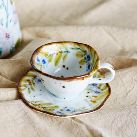 Savina Tasse avec soucoupe, Multicolore, Grès