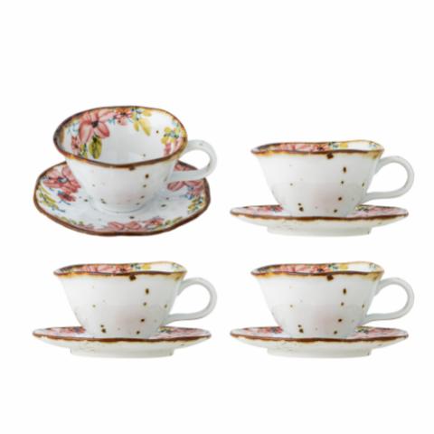 Savina Tasse avec soucoupe, Multicolore, Grès