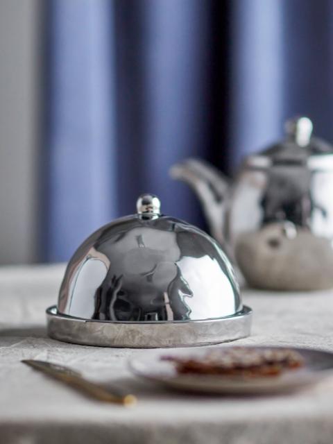 Shine Butter Box, Silver, Stoneware