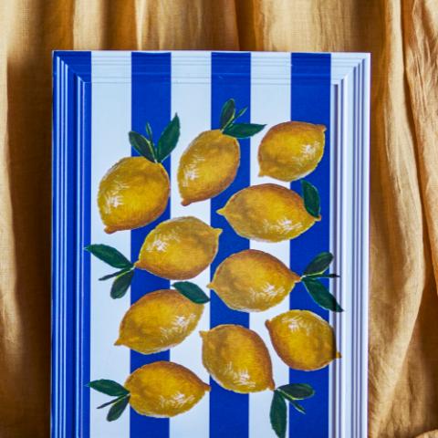 Limone Illustration w/ Frame, Multi, Firwood