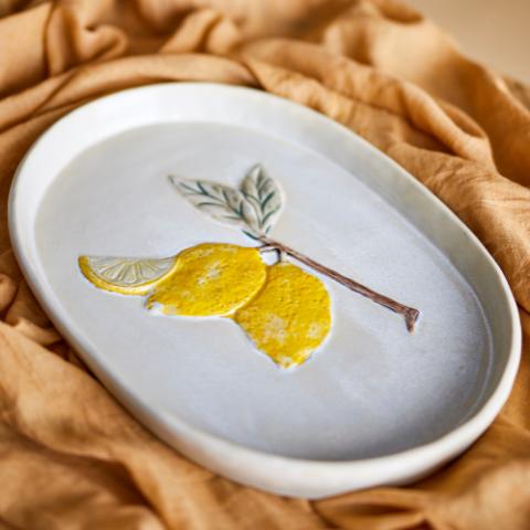 Hadden Serving Plate, Yellow, Stoneware
