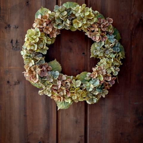 Hydrangea Wreath, Rose, Artificial Flowers