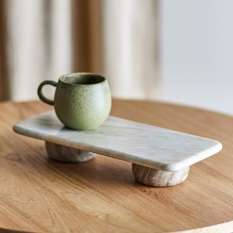 Fatin Pedestal, Grey, Marble